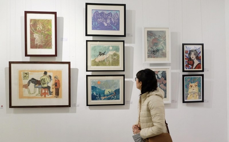 Student exhibition area of Vietnam University of Fine Arts. Photo: Provided by the school