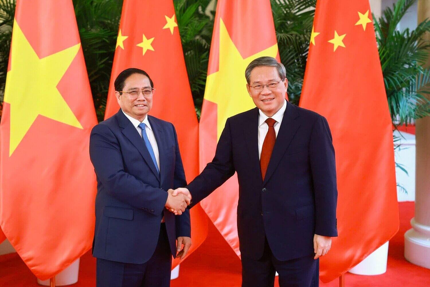 Politburo member, Prime Minister Pham Minh Chinh and Chinese Premier Li Qiang. Photo: VGP