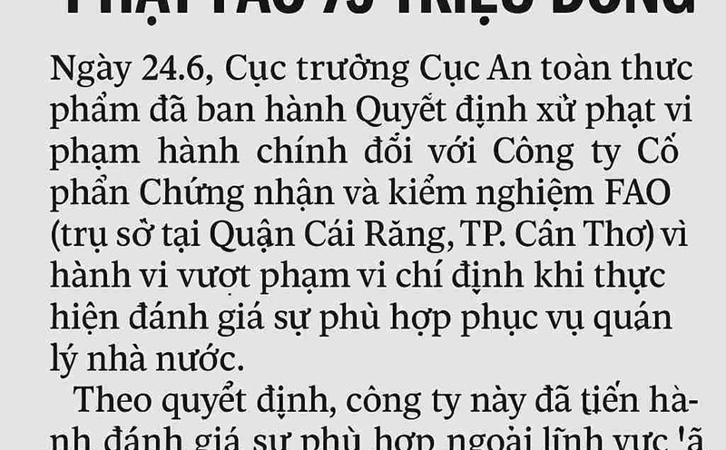 Fine FAO Certification and Testing Joint Stock Company. Photo AI