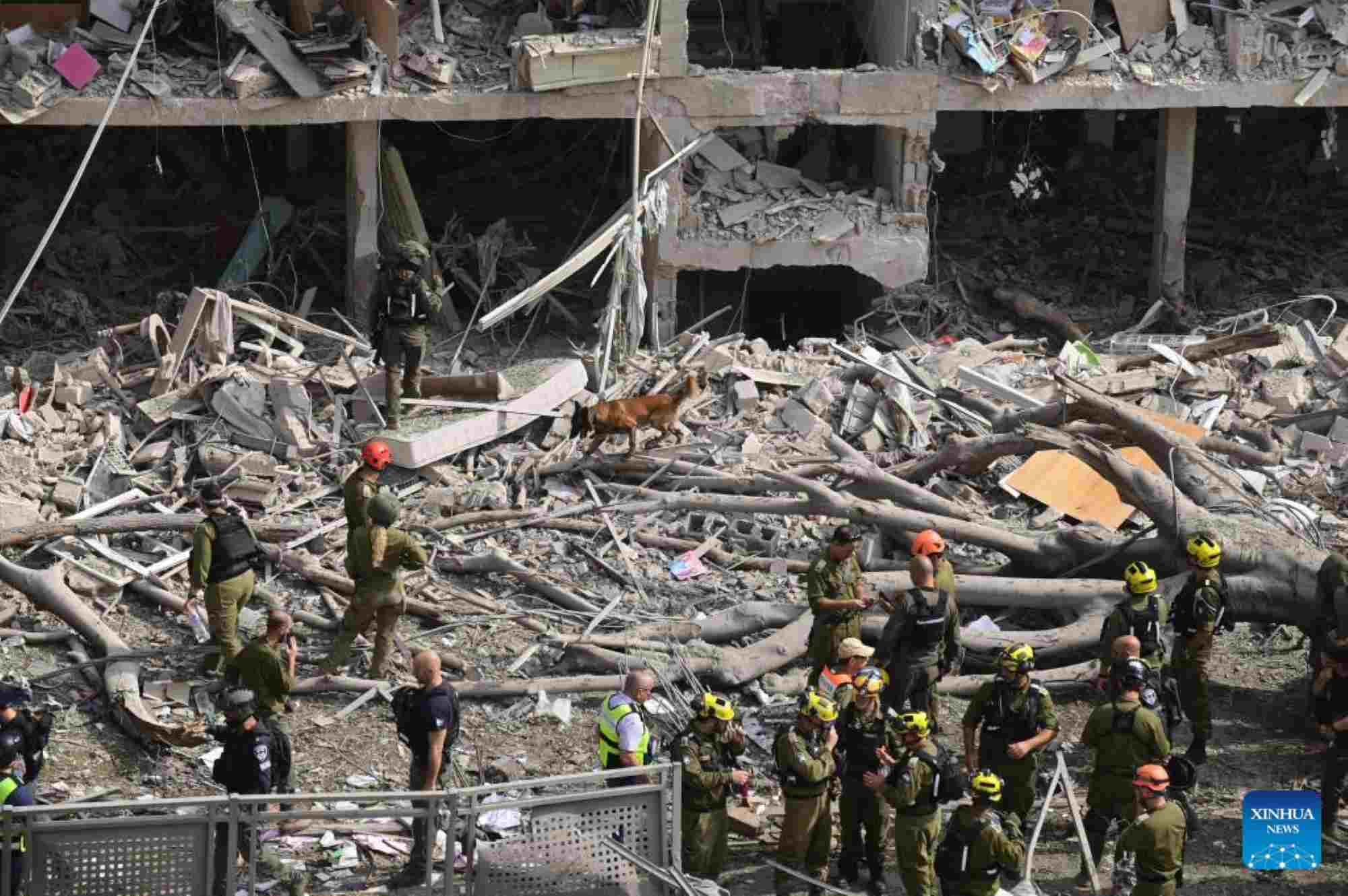La escena del ataque de misiles iranies en Tel Aviv, Central Israel el 22 de junio. Foto: Xinhua