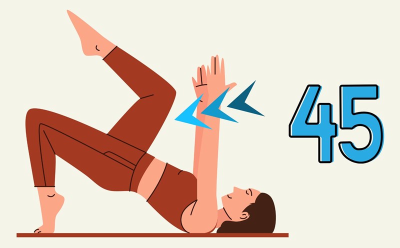 Bridge pose and leg raising is an exercise performed at home to help keep your legs healthy after the age of 45. Graphics: Thanh Thanh