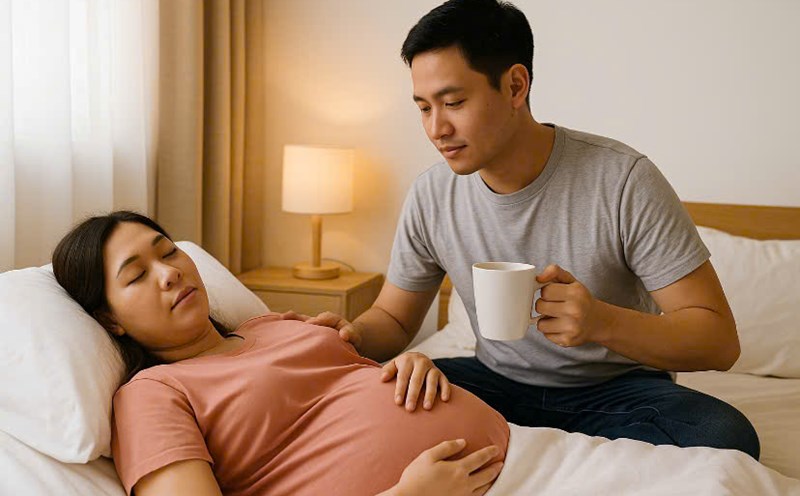 According to the Law on Social Insurance, if the wife gives birth, how many days off is the husband entitled to? Graphics: Huong Giang