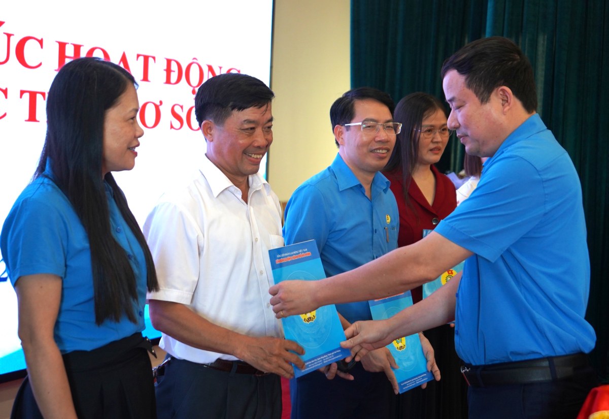 The leaders of the Hai Phong City Labor Federation presented regulations to the trade unions on the first-instance inspection. Photo: Mai Dung