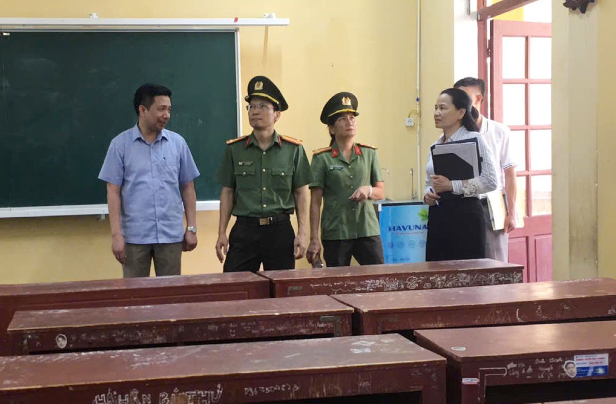 Luc luong Cong an tinh Thanh Hoa phoi hop trien khai phuong an bao dam ANTT ky thi tot nghiep THPT nam 2025. Anh: Cong an Thanh Hoa