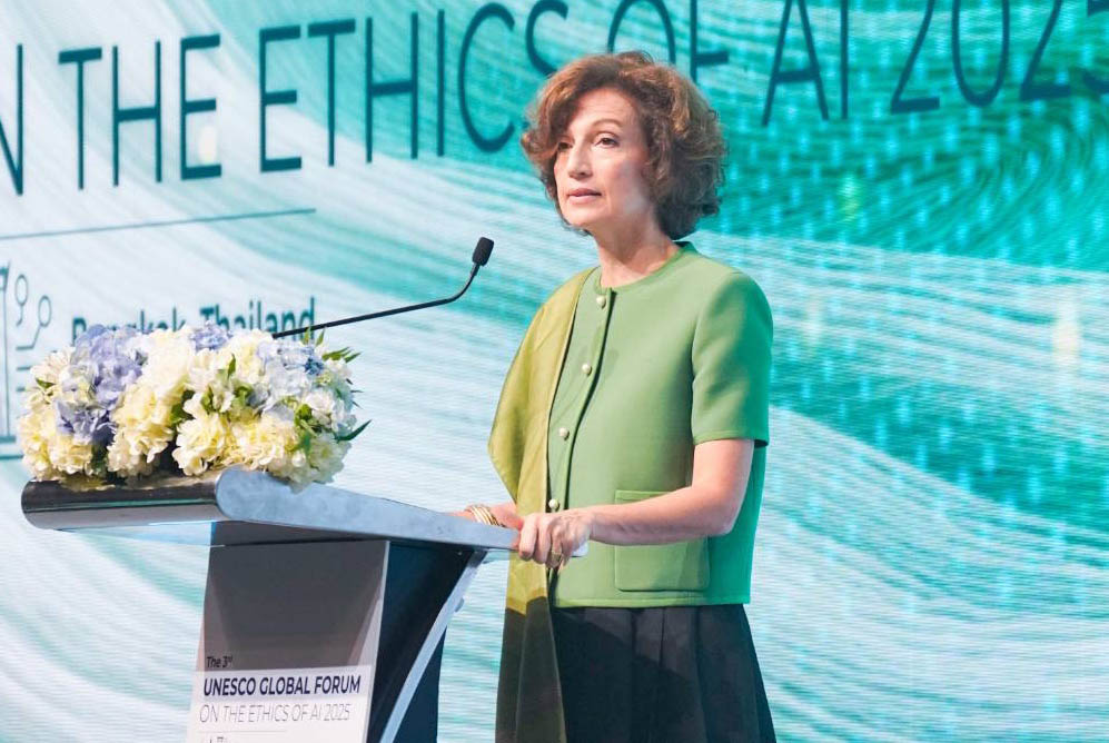 Tong giam doc UNESCO Audrey Azoulay phat bieu tai su kien.