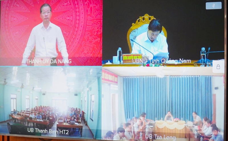 Quang Nam - Da Nang hop truc tuyen danh gia buoc dau van hanh thu nghiem mo hinh chinh quyen 2 cap o dia phuong. Anh: Truong An