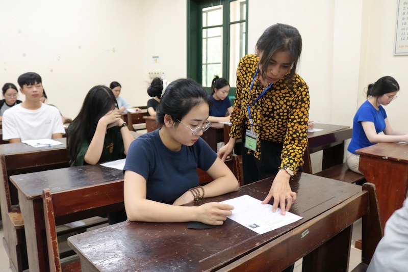 Suggestions for answers on the Math subject of the 2025 high school graduation exam. In the photo are the contestants in this year's exam room. Photo: Van Trang