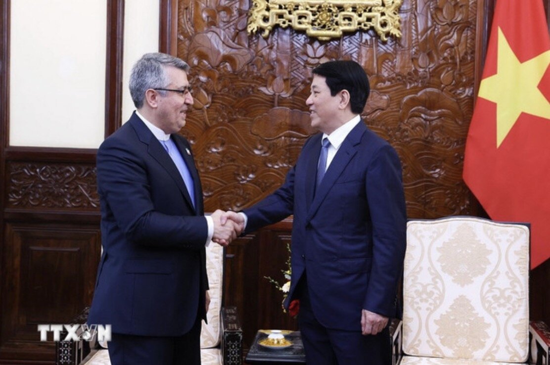 Chủ tịch nước Lương Cường tiếp Đại sứ Cộng hòa Hồi giáo Iran Ali Akbar Nazari. Ảnh: TTXVN