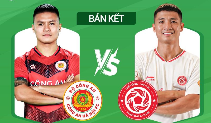 La policia de Hanoi jugo a Viettel en las semi -finales de la Copa Nacional. Foto: FPT Play