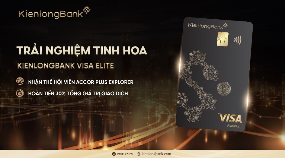 Duoc thiet ke danh rieng cho nhung khach hang de cao phong cach song tinh te, tien nghi va hien dai, the KienlongBank Visa Elite khong chi la cong cu thanh toan tien loi ma con la chiec the quyen nang voi hang loat dac quyen vuot troi.
