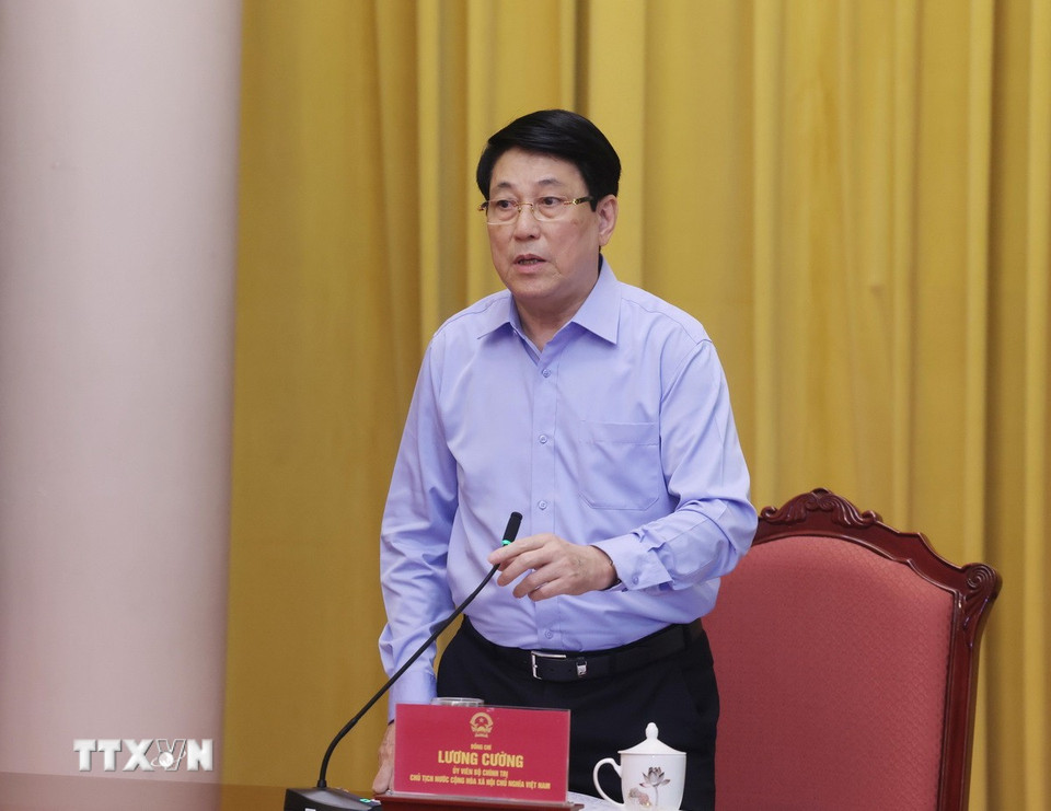 Politburo member and President Luong Cuong emphasized that our country is urgently implementing major turning points to enter a new era of strong and prosperous development. Photo: VNA