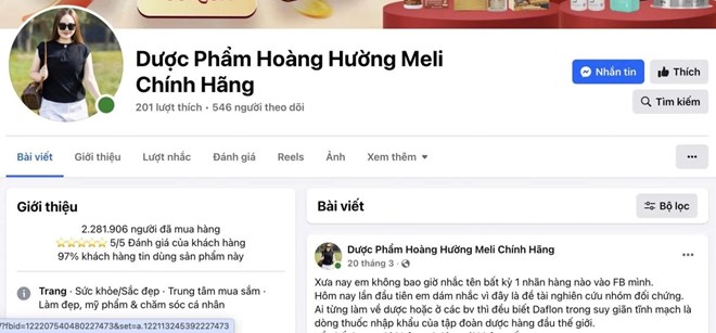 Bộ Y tế đề nghị xử lý fanpage Dược phẩm Hoàng Hường Meli chính hãng