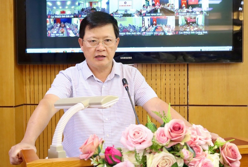 Thu truong Bo Tu phap Mai Luong Khoi phat bieu tai hoi nghi. Anh: Bo Tu phap