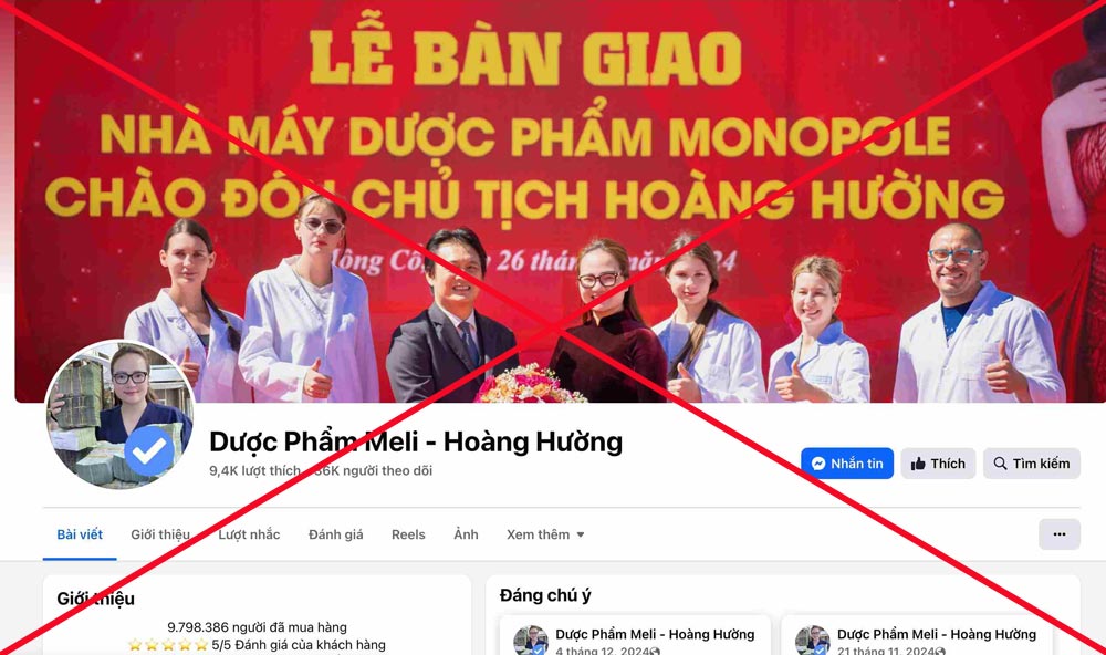 Page duoc pham Meli - Hoang Huong cung khong con video quang cao san pham. Anh: Ha Le