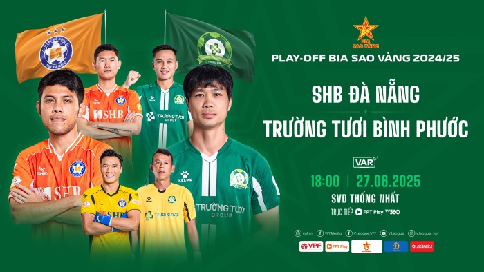 Binh Phuoc will face Da Nang in the play-off match for a place in the V.League. Photo: VPF