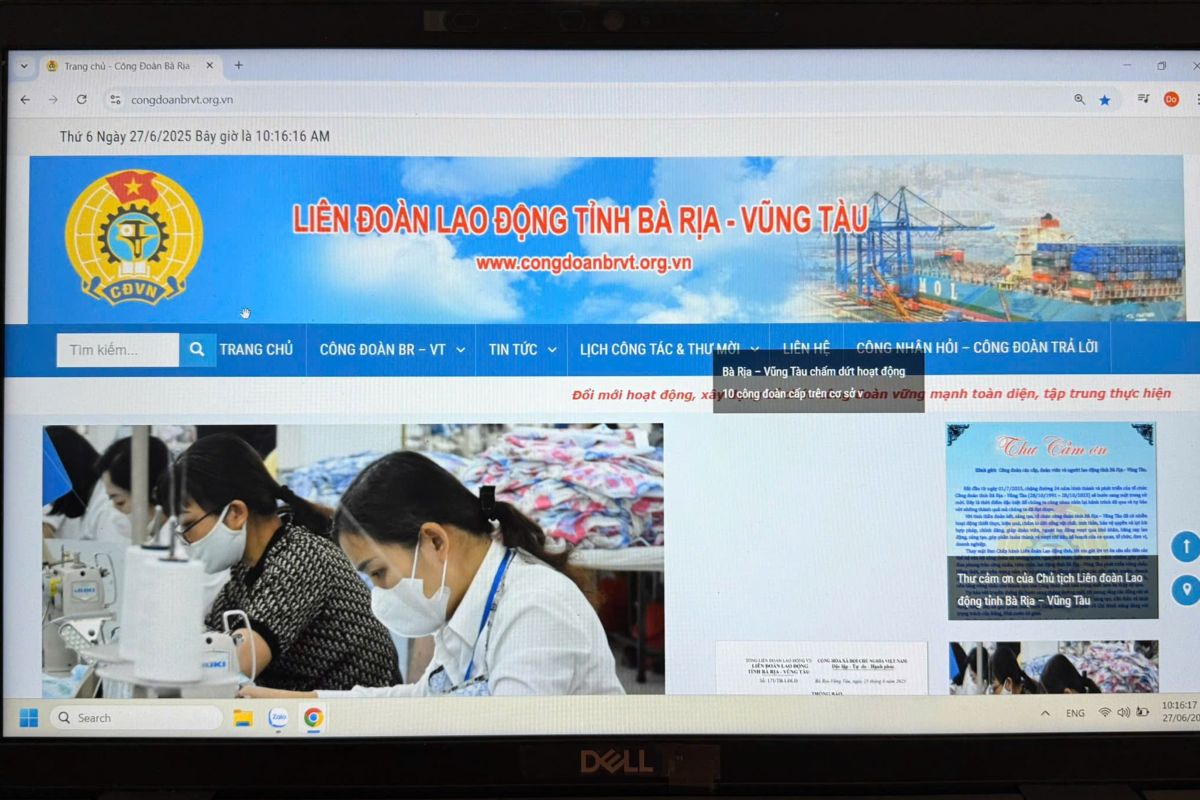 The website of the Ba Ria - Vung Tau Provincial Federation of Labor will cease operations from July 1. Photo: Thanh An