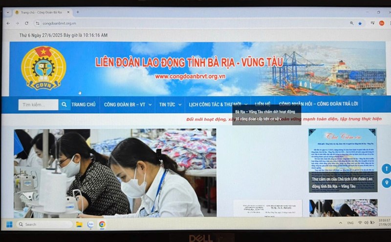 The website of the Ba Ria - Vung Tau Provincial Federation of Labor will cease operations from July 1. Photo: Thanh An