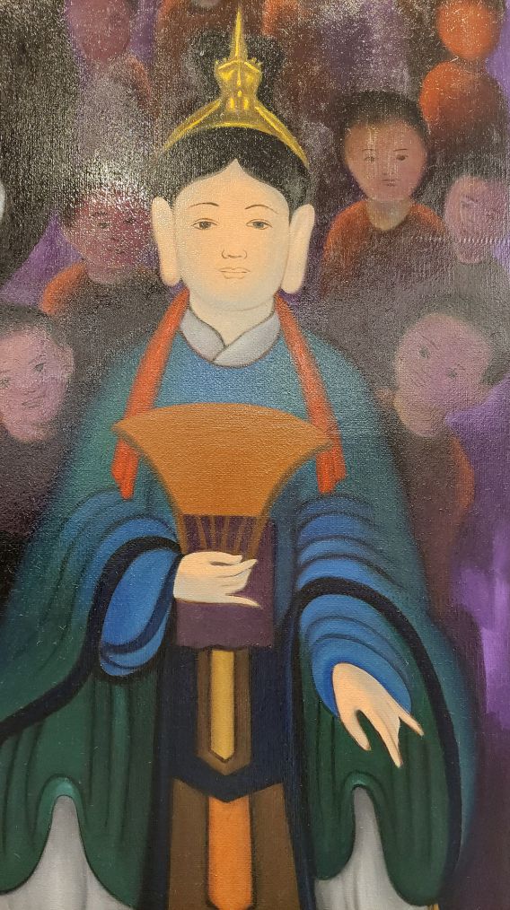 Trich doan tranh “Chan dung 1“, son dau, 2024. Anh: An Vu