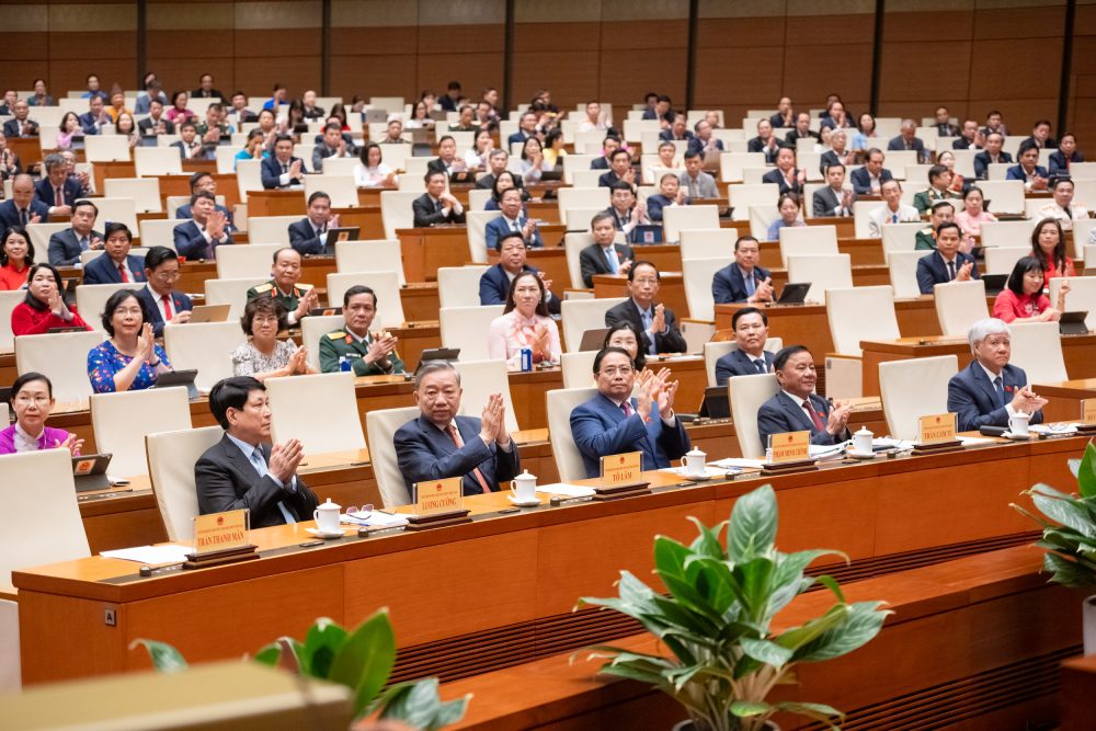 General Secretary To Lam and leaders of the Party and State at Dien Hong hall, on the morning of June 27. Photo: Pham Dong