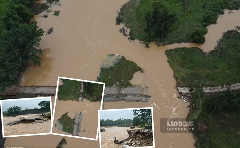 Finding solutions for flood-affected bridges in Thai Nguyen. Photo: Nguyen Hoan.