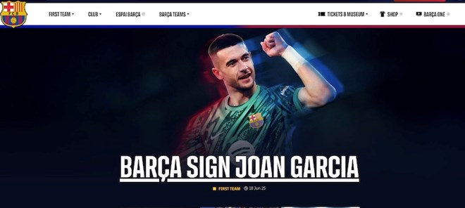 Joan Garcia da den, bao hieu mot cuoc canh tranh rat gat o vi tri thu mon. Anh: Trang chu Barcelona