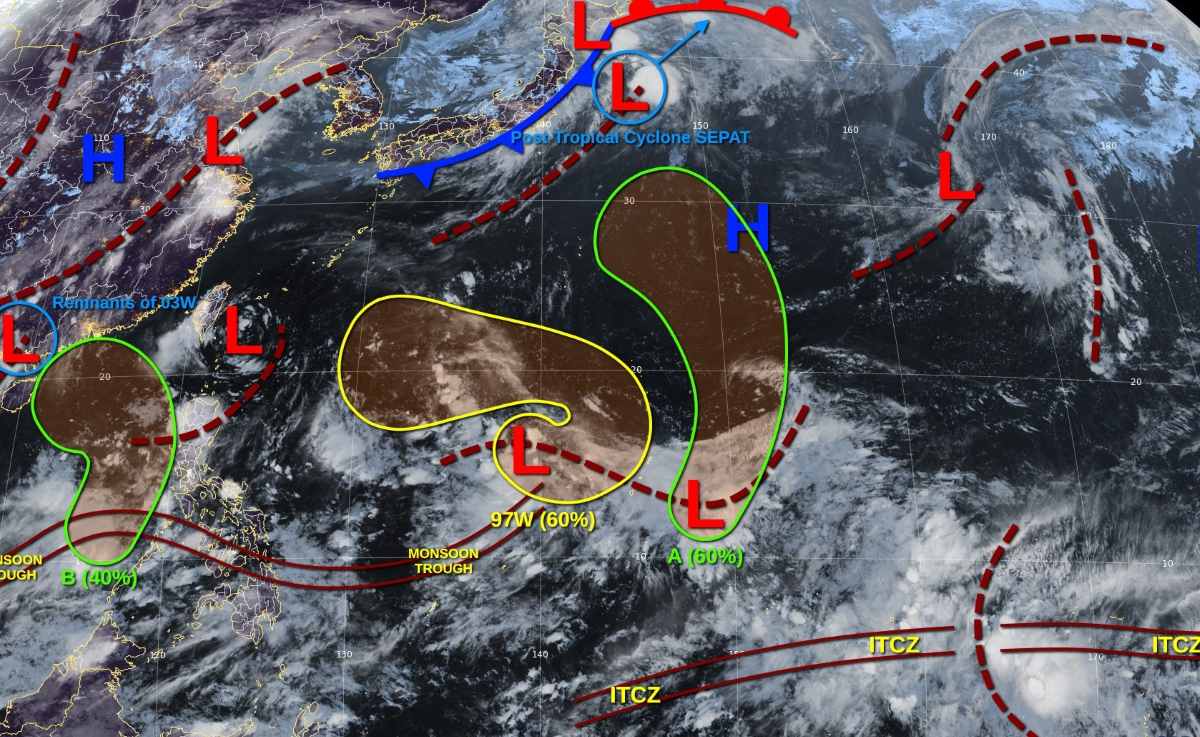 3 Boca presion en el area cerca del Mar del Sur de China el 27 de junio de 2025. Foto: JTWC
