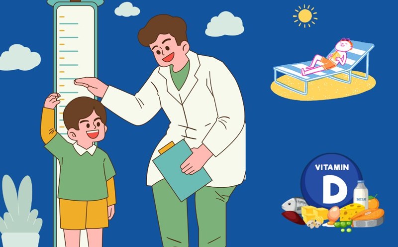 In addition to sunbathing properly, vitamin D supplementation is needed to help children increase their height. Graphics: Huong Giang