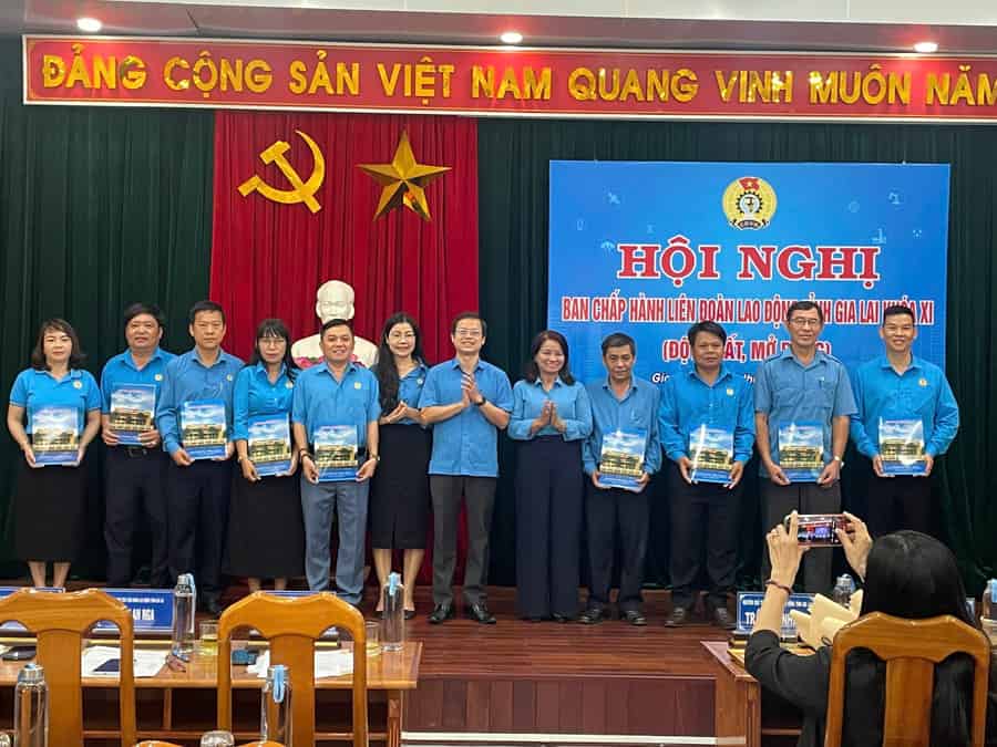 The Executive Committee of the Provincial Federation of Labor presented the decision to dissolve and end the activities of 20 trade unions at the grassroots level. Photo: Thuy Dien