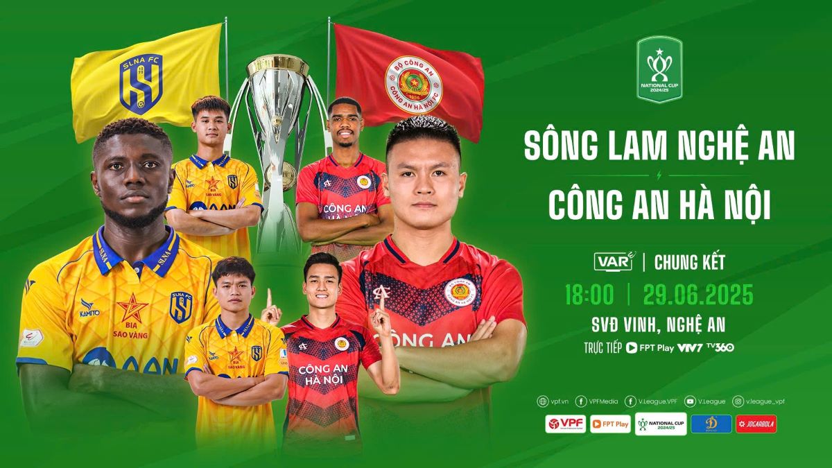 The National Cup final match between Song Lam Nghe An vs. Hanoi Police will end the 2024-2025 professional season of Vietnamese football. Photo: VPF