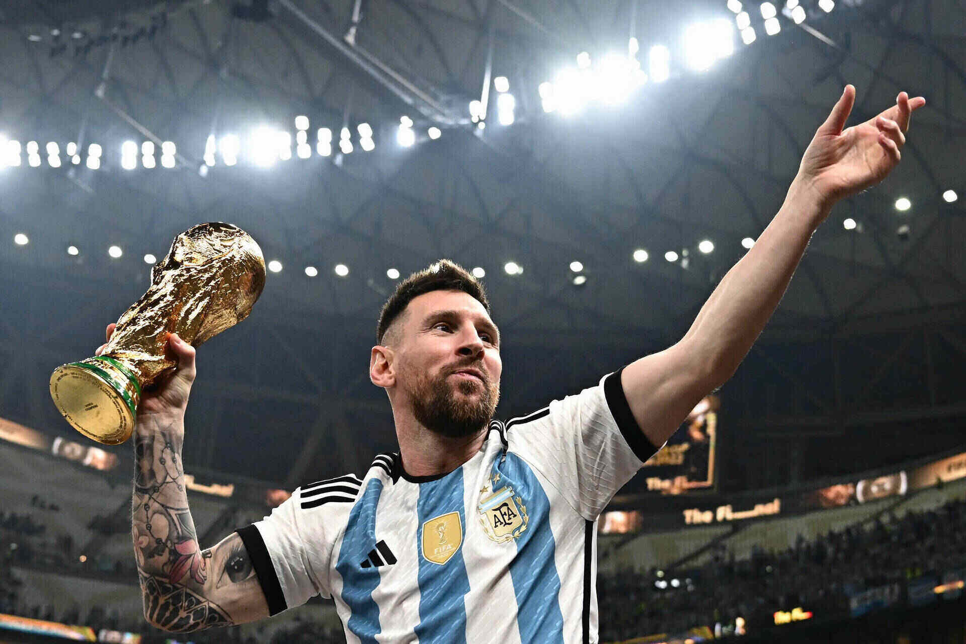 Khoanh khac Messi vo dich World Cup 2022. Anh: AFP