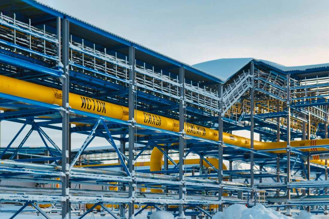 La tuberia de gas en el campo de gas Kovyktinskoye, provincia de Irkutsk, Siberia Oriental, Rusia. Foto: Gazprom