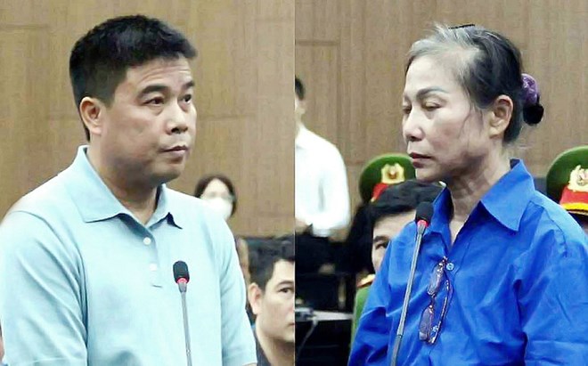 Defendant Nguyen Van Hau and former Secretary of Vinh Phuc Provincial Party Committee Hoang Thi Thuy Lan. Photo: N.Anh