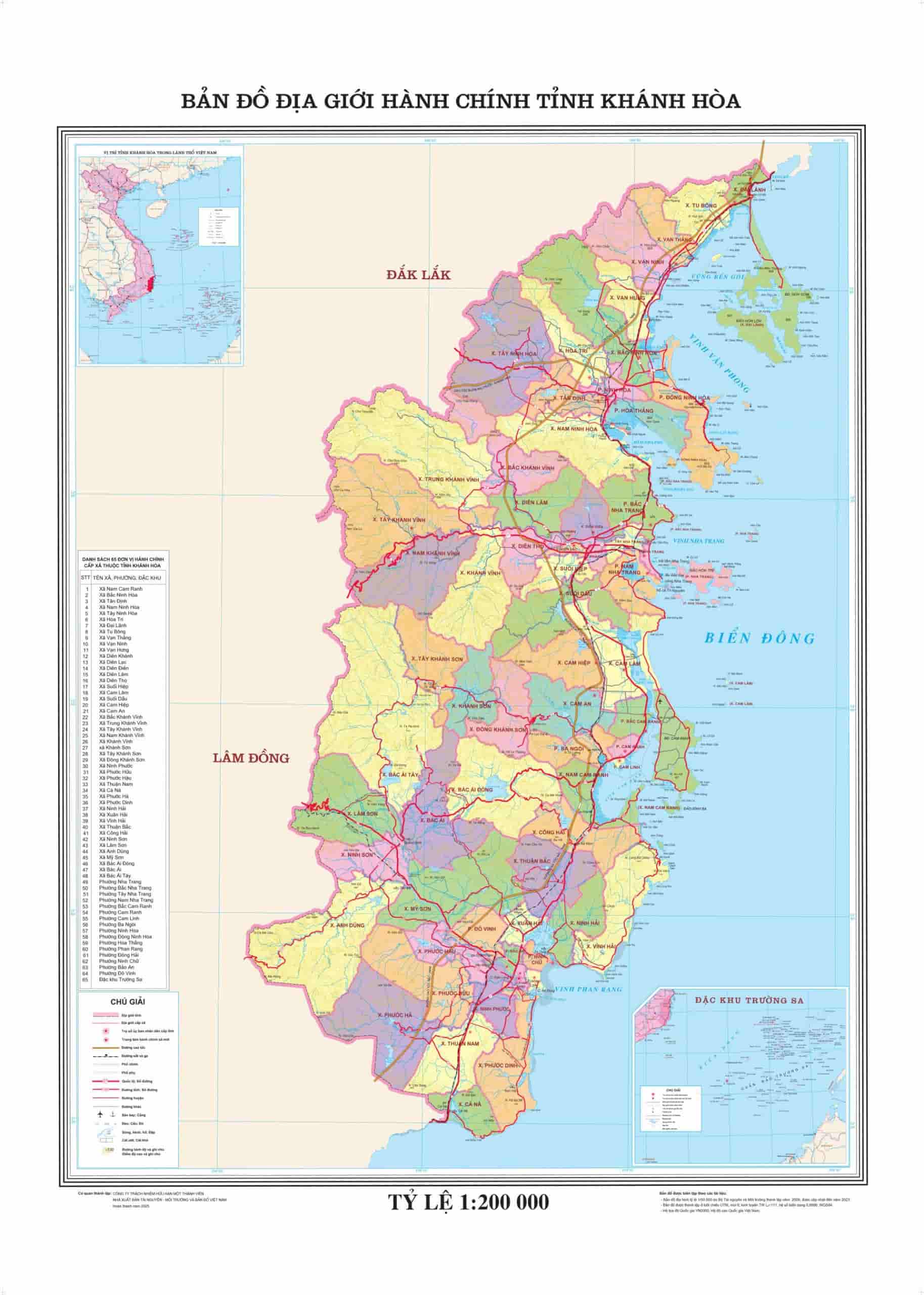 El mapa de la provincia de Khanh Hoa despues de fusionar toda la provincia de Ninh Thuan. Foto: Huu Long
