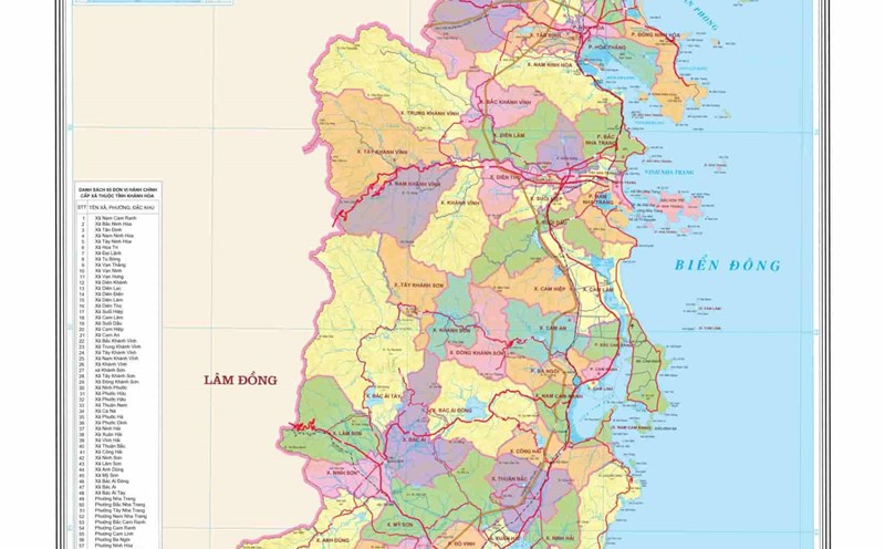 Map of the new Khanh Hoa province after merging the entire Ninh Thuan province. Photo: Huu Long