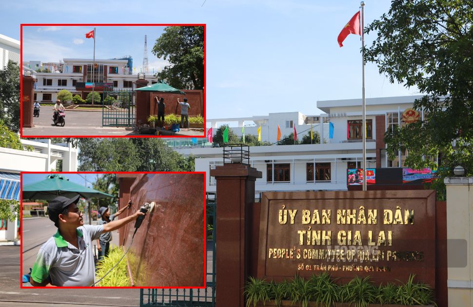 The headquarters of the People's Committee of Binh Dinh province at 01 Tran Phu (Quy Nhon city) changed the name to the headquarters of the People's Committee of Gia Lai province (new). Photo: Hoai Phuong