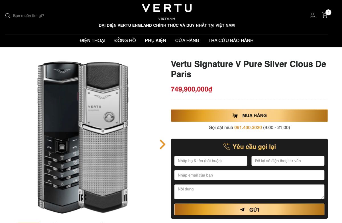 Not following modern technology standards, Vertu Signature still retains its appeal thanks to its classic beauty, absolute security and a personalized philosophy of heavy craft. Photo: Vertu Vietnam