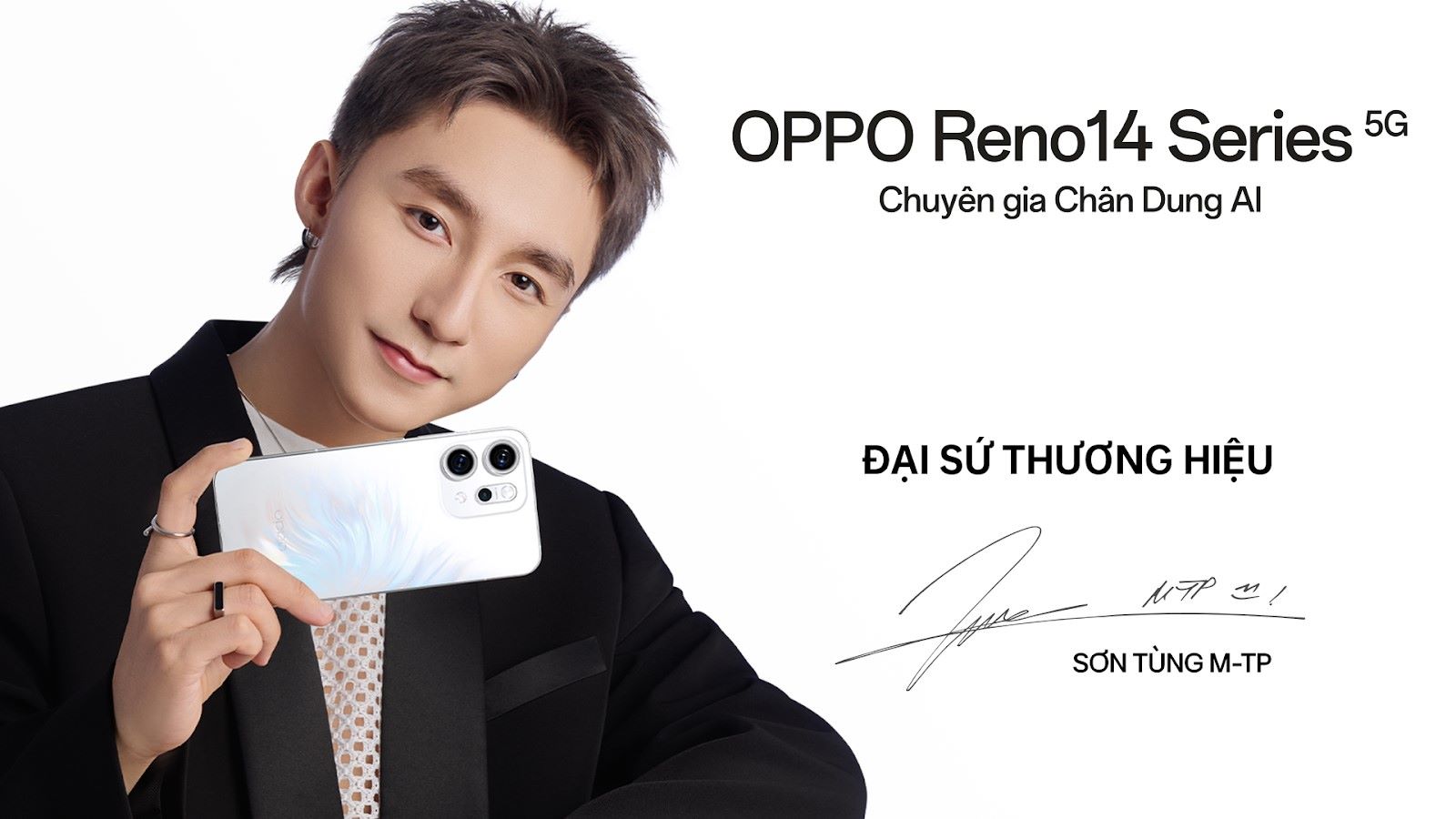 Sơn Tùng M-TP chính thức trở thành Đại sứ thương hiệu đồng hành cùng Reno14 Series. Ảnh: Oppo