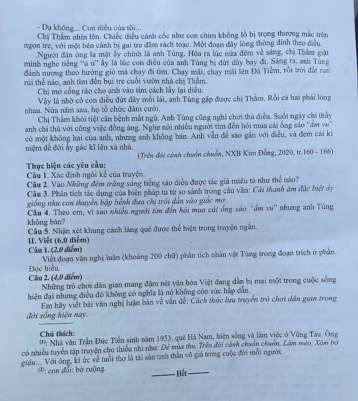 De thi chinh thuc mon Ngu van vao lop 10 tinh Nghe An nam 2025. Anh: Minh Chau