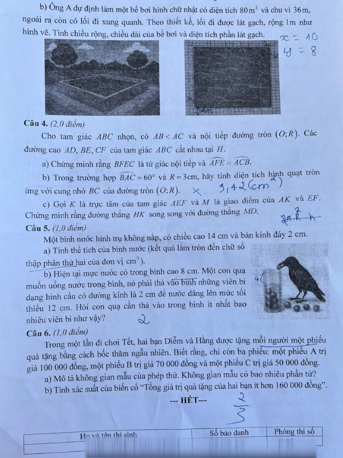 Đề thi môn Toán, Kỳ thi tuyển sinh lớp 10 Đà Nẵng. Ảnh: Trần Thi