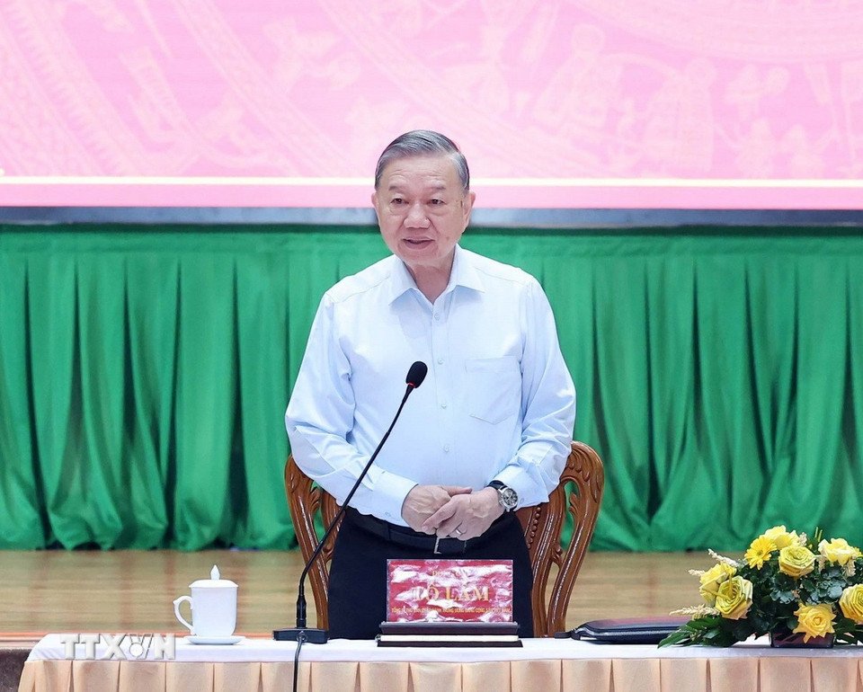 Tổng Bí thư Tô Lâm phát biểu tại buổi làm việc. Ảnh: TTXVN