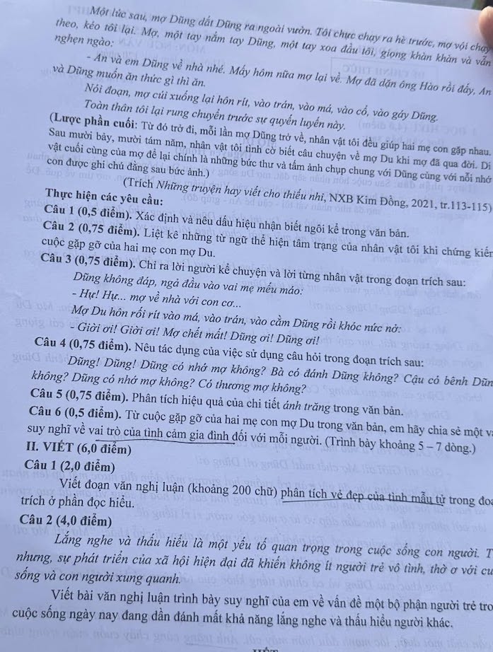 De thi chinh thuc mon Ngu van vao lop 10 tinh Nam Dinh. Anh: Minh Chau