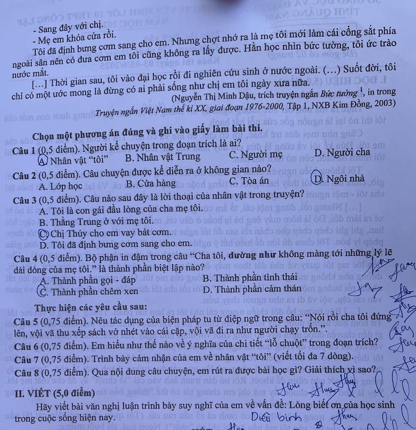 De thi mon Ngu van vao lop 10 tinh Quang Nam nam 2025. Anh: Van Trang