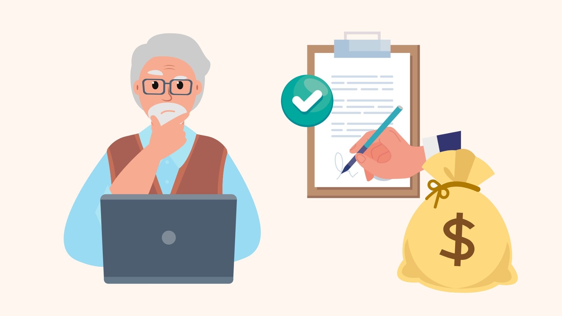 La persona retirada firmo un contrato laboral para no pagar el seguro social. Grafico: Linh Dan