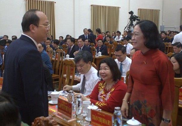 Bi thu Tinh uy Ca Mau Nguyen Ho Hai chao mung cac dai bieu truoc khi dien ra buoi le. Anh: Nhat Ho
