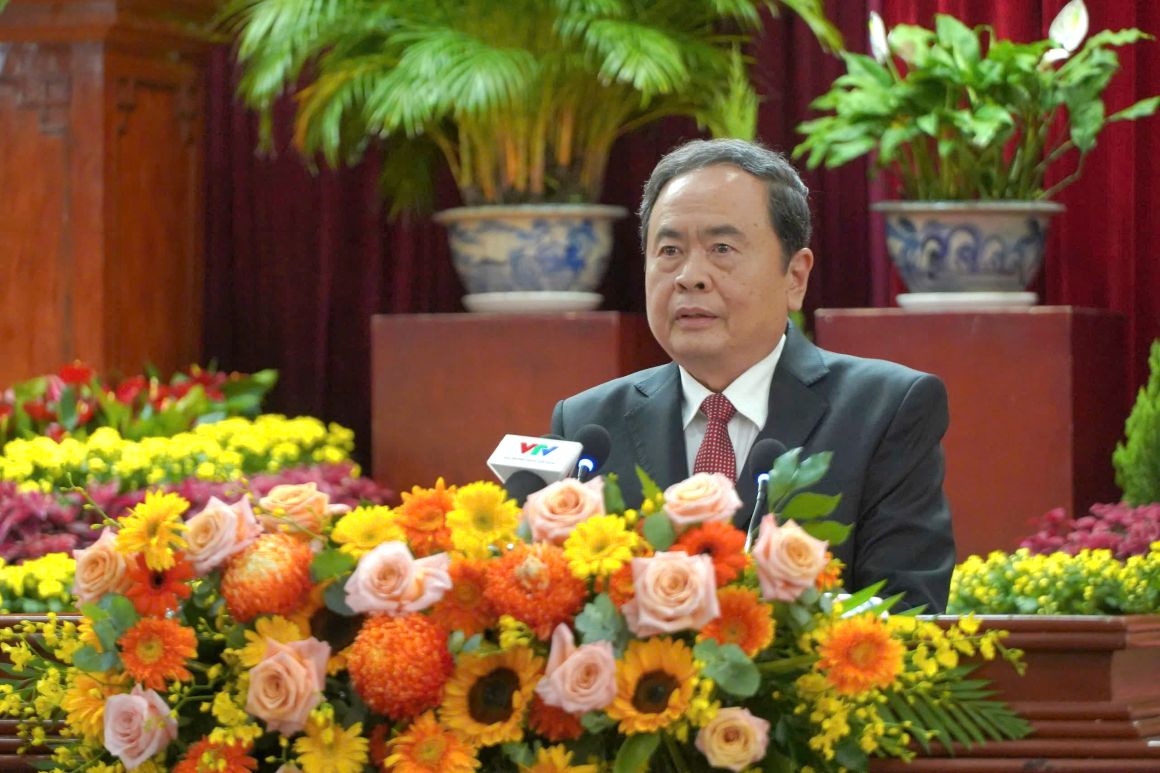 Chu tich Quoc hoi Tran Thanh Man phat bieu chi dao tai le cong bo. Anh: Ta Quang