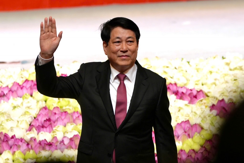 Chu tich nuoc Luong Cuong phat bieu tai hoi nghi. Anh: Pham Manh