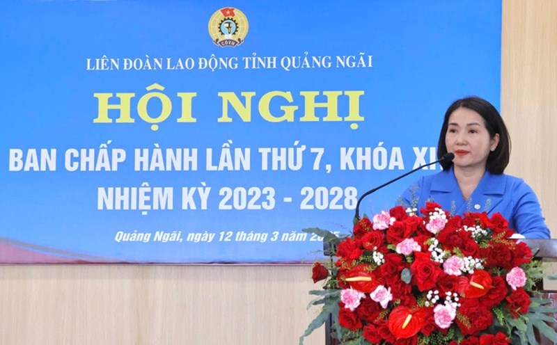Comrade Nguyen Thi Anh Lan, President of the Quang Ngai Provincial Federation of Labor for the 2023-2028 term. Photo: Le Thuy