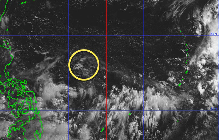 Actualice la posicion de baja presion en el area responsable de Filipinas. Foto satelital: Pagasa