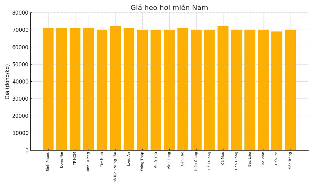 Gia heo hoi khu vuc mien Nam ngay 30.6. Do hoa: Thuy Linh.