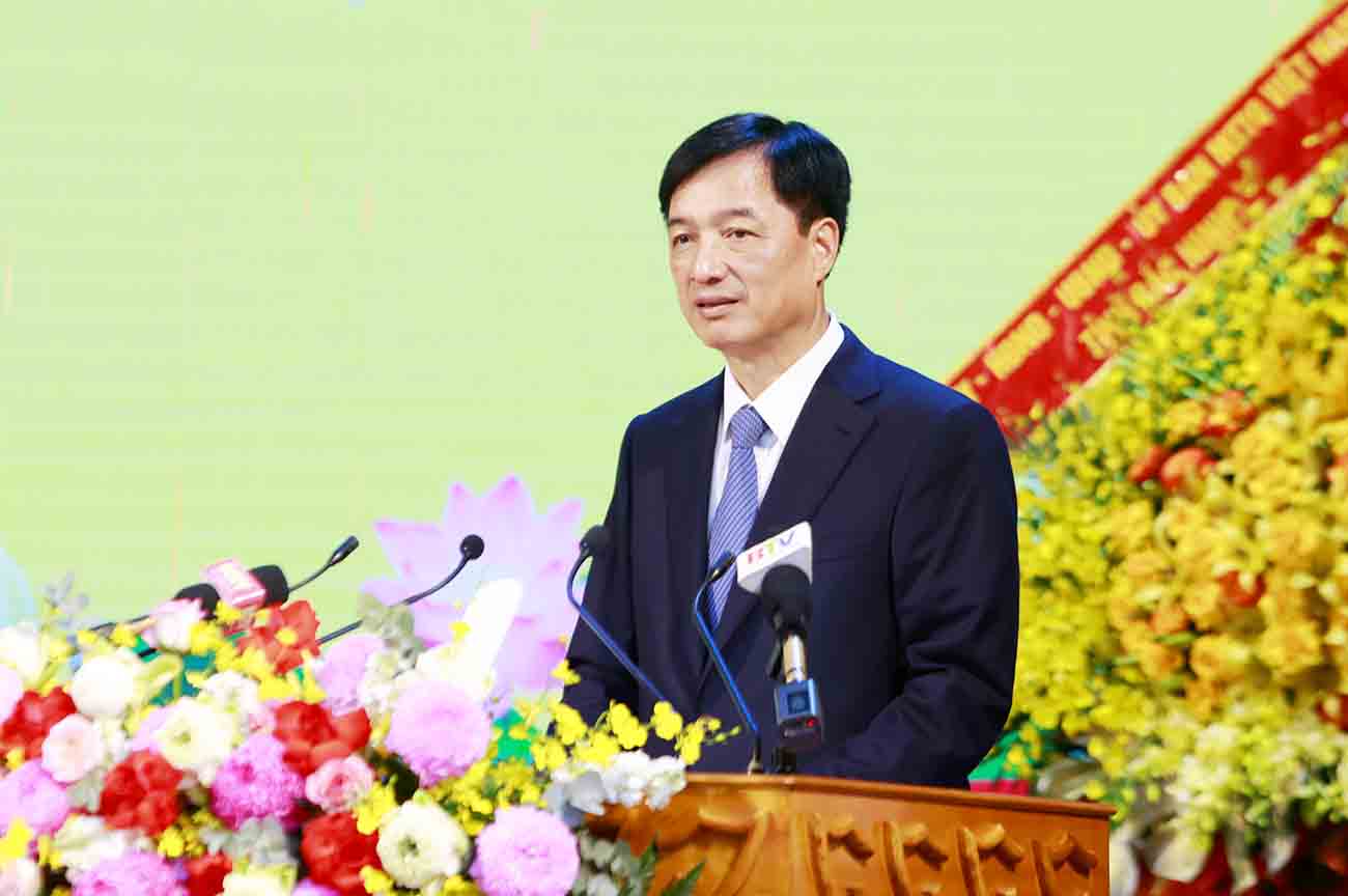 Chu nhiem Uy ban Kiem tra Trung uong Nguyen Duy Ngoc phat bieu chi dao tai buoi le. Anh: Cong TTDT Bac Ninh